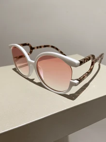 New Retro Big Frame Round Fashion Fashion Glasses, Party Eyewear For Women, High-End Street Style For Summer Beach Vacation,Outdoor,Travel