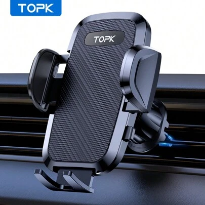  TOPK Air Vent Car Mount, [ Big Phones & Thick Case Friendly ] Cell Phone Holder For Car Hands Free Clamp Cradle Vehicle Compatible With All Phones