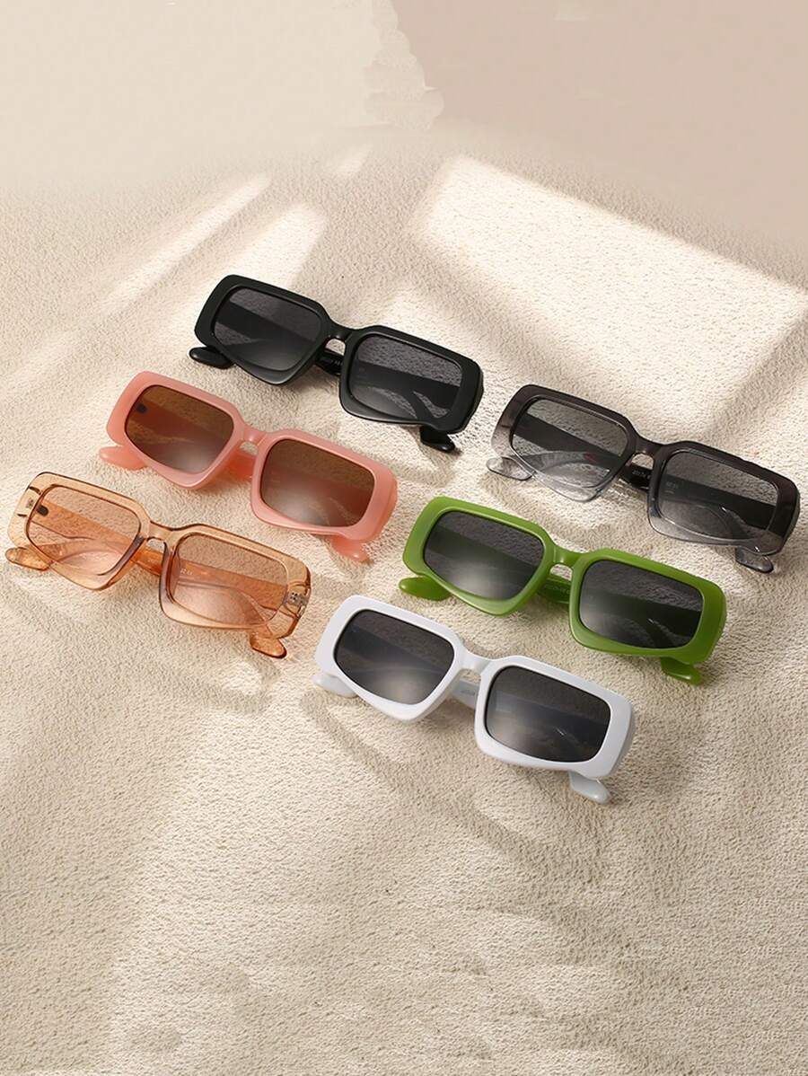 1pc Women's Vintage Stylish Rectangle Frame Sunglasses With Uv Protection, Suitable For Daily Wear Cute - Multicolor - View 1