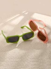 1pc Women's Vintage Stylish Rectangle Frame Sunglasses With Uv Protection, Suitable For Daily Wear Cute - Multicolor - View 2