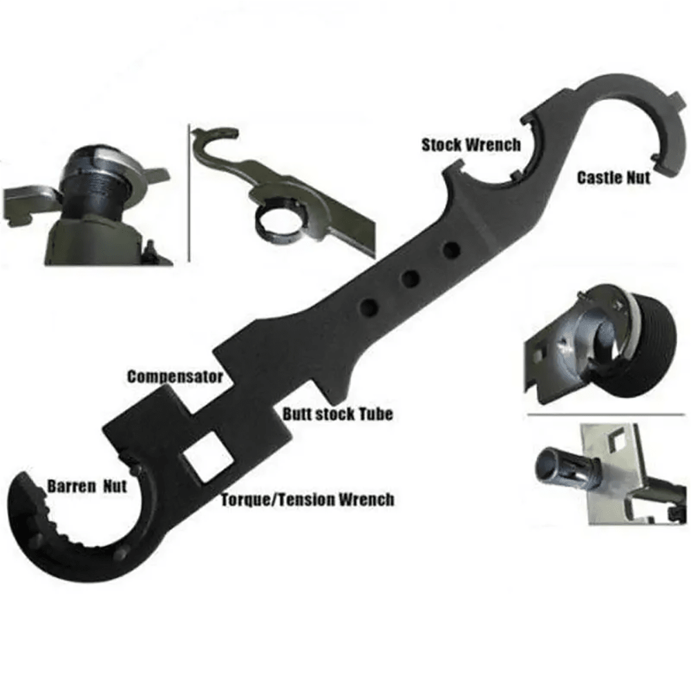 8 In 1 Wrench AR15/M4 Outdoor Field Multifunctional Combination Wrench High Hardness Tools All-Steel Metal Big Wrench