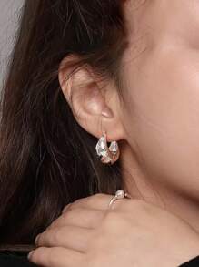 1 Đôi bông tai đính đá lấp lánh thời trang, phụ kiện hàng ngày dành cho nữ và quà tặng lý tưởng cho các buổi hẹn hò. - Bạc - Xem 4