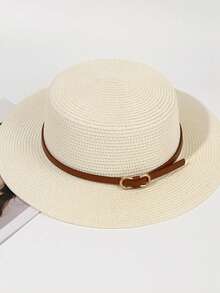 1 Miếng Đầu phẳng Phong cách Pháp Khóa Mũ rơm , Thích hợp Cho mùa hè Chống nắng , bờ biển Kỳ nghỉ Boho - Nhiều màu - Xem 6