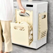 1pc Wall-Mounted Folding Laundry Hamper Large Capacity Plastic Dirty Clothes Basket For Household Laundry Room Storage No-Drill