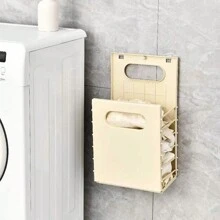 1pc Wall-Mounted Folding Laundry Hamper Large Capacity Plastic Dirty Clothes Basket For Household Laundry Room Storage No-Drill