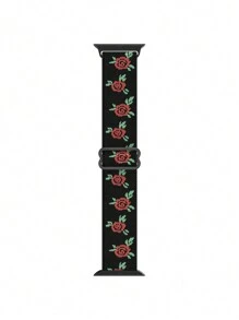 1条可调节尼龙印花表带，兼容38mm、40mm、41mm、42mm、44mm、45mm、49mm Ultra/SE/9/8/7/6/5/4/3/2/1等型号，男女皆宜，多色柔软尼龙编织表带，是学生返校的理想礼物。 - 黑底玫瑰花 - 查看 8