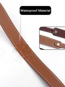 短提帶包包改裝加寬加厚PU長肩帶，適用於桶形包、手提包改裝斜背包帶、菜籃寬帶配件，PU荔枝紋斜跨包肩帶包飾更換手提肩帶、手腕帶、黑棕長肩帶、腋下包肩帶，螺絲鉚釘包帶，手工DIY包肩帶 - 棕色 - 查看 5