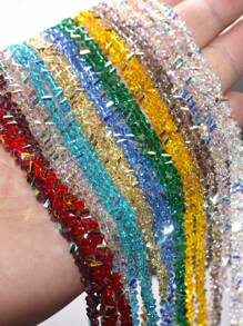 4mm 130 buc. Mărgele de cristal transparente triunghiulare Mărgele de sticlă de cristal de culoare strălucitoare Mărgele libere pentru realizarea de bijuterii, colier de cercei DIY