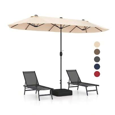 Parasol With Stand, 400 X 200 Cm Balcony Parasol Large, Garden Parasol With Crank, Double Parasol For 6-8 People, Market Umbrella Table Umbrella Balcony Terrace Garden Pool