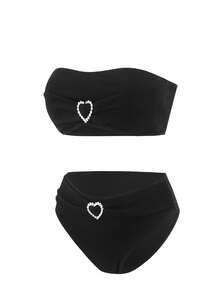 Women Small Bust New Style Hot Springs Bathing Bikini Separates Set Summer - Black - View 4