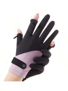 1 Miếng Quý cô Khối màu Găng tay nửa ngón Với Flip Che phủ , Thoáng khí , Tối giản Và Linh hoạt , Hoàn hảo Đối với Hằng ngày Commute Hoặc Đạp xe - Nhiều màu - Xem 2