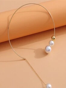 Đồ trang trí Ngọc Trai giả Vòng đeo cổ - Vàng - Xem 2