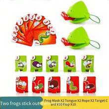 Frog Mouth Spits Ball Parent-Child Interactive Desktop Toy For Kids (English Color Box) - Green - View 6