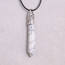 1入組50*10mm天然寶石水晶項鍊PU皮繩情侶禮物吉祥石項鍊六角柱長吊墜項鍊男女珠寶項鍊代理批發 - 天然石 - 查看 15