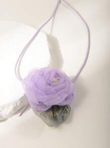 1條甜美女孩紫色網眼布花緞帶長項鍊 - 紫色 - 查看 2