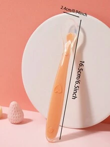 Cuchara para alimentar bebés con punta de silicona suave, suministros para la hora de las comidas de bebés para arroz/puré/alimentación - Naranja - Ver 2