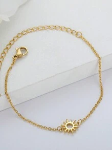 女士太阳空心手链 不锈钢手链 复古向日葵手链 波西米亚风珠宝配饰 情人节、妈妈、母亲、母亲节、礼物 - 不銹鋼腳鍊 - 查看 3