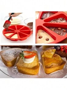 1个硅胶三角蛋糕模具，8孔硅胶蛋糕托盘切片模具/三角蛋糕托盘披萨盘，玉米面包模具和肥皂模具，适用于烤箱和电压力锅DIY烘焙工具，红色，情人节派对，家居装饰，家居礼品 - 紅色 - 查看 4