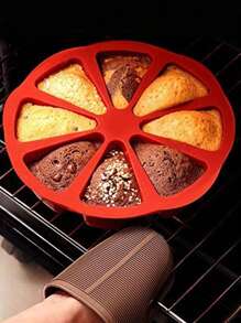 1个硅胶三角蛋糕模具，8孔硅胶蛋糕托盘切片模具/三角蛋糕托盘披萨盘，玉米面包模具和肥皂模具，适用于烤箱和电压力锅DIY烘焙工具，红色，情人节派对，家居装饰，家居礼品 - 紅色 - 查看 11