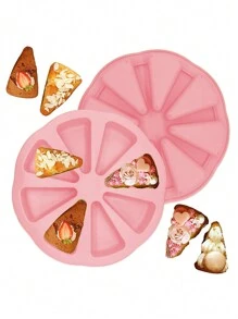 1个硅胶三角蛋糕模具，8孔硅胶蛋糕托盘切片模具/三角蛋糕托盘披萨盘，玉米面包模具和肥皂模具，适用于烤箱和电压力锅DIY烘焙工具，红色，情人节派对，家居装饰，家居礼品 - 紅色 - 查看 8