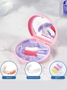 1 piezaCaja de almacenamiento de sujetadores dentales con iniciales de patrón de letra A a ZEstuche dental, estuche de retención dental magnético, caja de dientes falsoscaja de almacenaje de odontologíaBarra de protección bucalAlineador de ortodoncia OralAccesorios dentales - Rosa - Ver 3