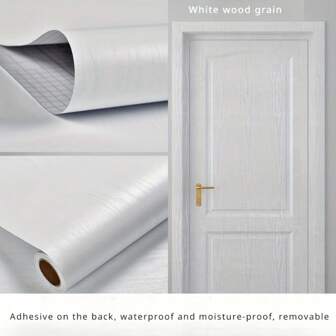 Carta da parati adesiva autoadesiva spessa color oro con finitura effetto legno, adatta per il rinnovamento di mobili come armadi, tavoli da pranzo e armadi, impermeabile, resistente all'umidità, all'usura e alle alte temperature, rimovibile senza lasciare residui di colla, facile da installare non appena strappata.