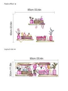 mama look 1pc Pink Bathroom Toiletries Storage Rack Wall Sticker Bathroom Decoration Background Sticker,Stickers,Wall Decal, Vinyl Decal For Home Decorations,Spring Decoration Items Refresh Your Home,Rama Decoration Stickers Kitchen Decor - Pink - View 3