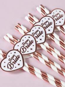 10/20/30pcs Rose Gold Disposable Straws Bridesmaid Bridal Shower Veil Hen Decor Bachelorette Party Supplies Wedding Decoration