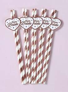 10/20/30pcs Rose Gold Disposable Straws Bridesmaid Bridal Shower Veil Hen Decor Bachelorette Party Supplies Wedding Decoration