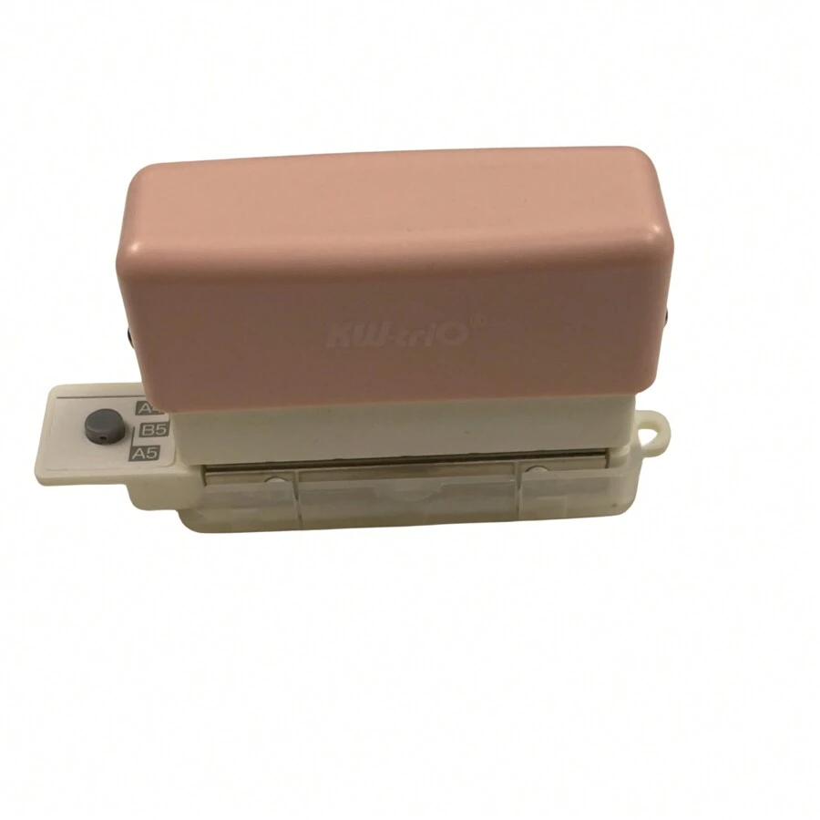 1入組6孔金屬打孔器，手持式筆記本剪貼簿日記釘裝A4/A5/B5辦公用品 - 粉色 - 查看 1