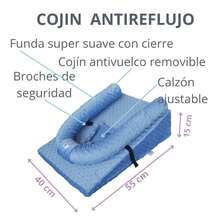 Cojín Anti reflujo tipo nidito con arnés y broches de seguridad, Almohada antirreflujo colchón para bebé tipo cuña - Azul - Ver 3