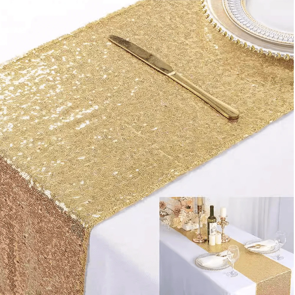 1pc Solid Color Sequin Party Dining Table Runner, Sequin Table Runner, Party Table Runner, Decorative Table Runner - Multicolor - View 1