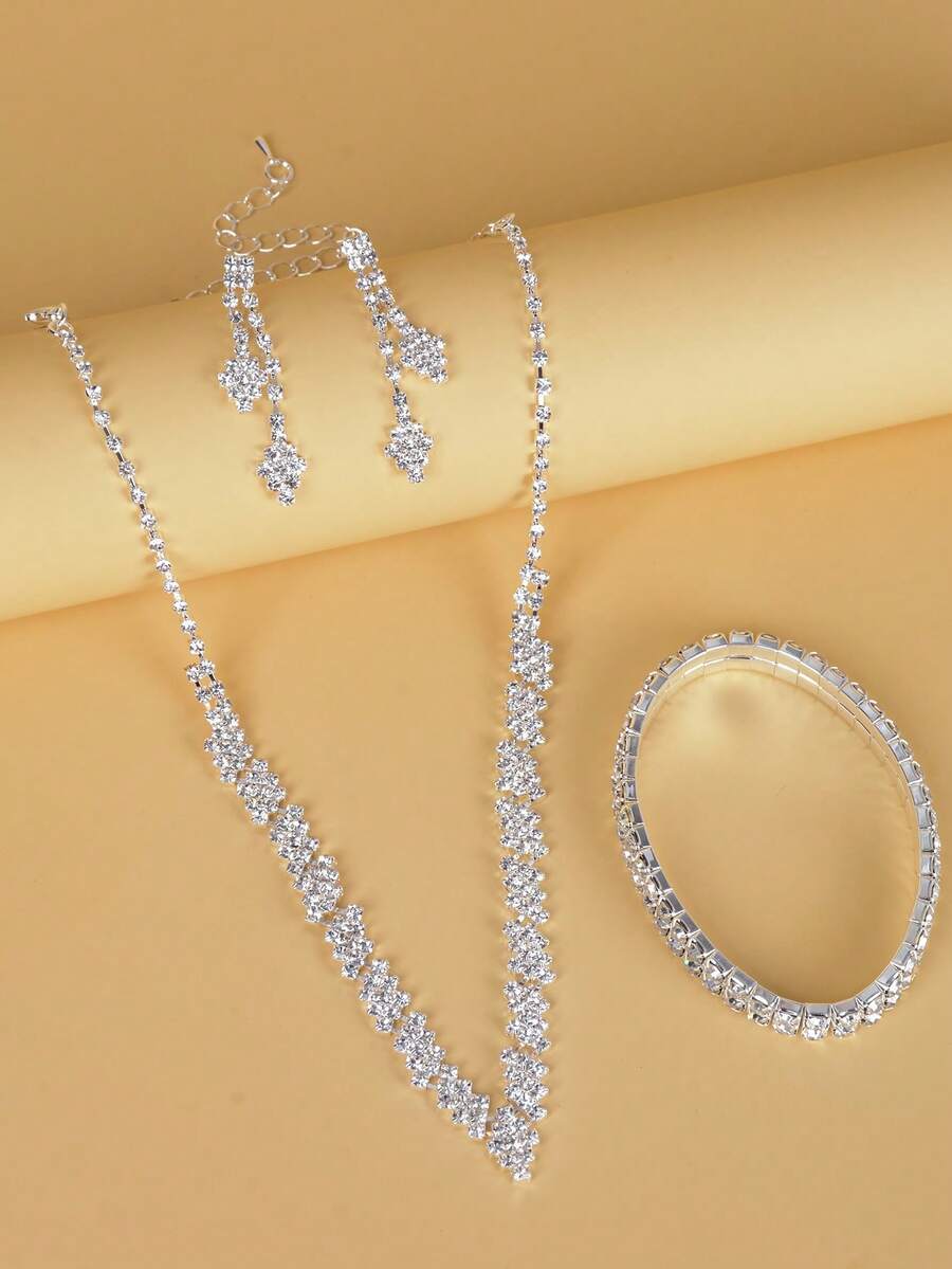 4pcs/Set Fashion Jewelry Set For Women, Including Various Necklaces, Suitable For Weddings, Parties, And Daily Wear - Silver - View 1