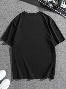 Camiseta  perrito Con Cuello Redondo Y Estampado De Perro Para Hombre - Negro - Ver 2