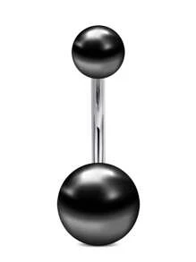 CIZME 1 件装万圣节黑色肚脐环 肚脐环 不锈钢肚脐环 防过敏肚脐环 肚脐环 男女通用 - 銀色&黑色 - 查看 4