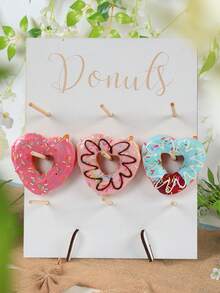 1Pc Wooden Doughnut Holder Board  Birthday Party Table Decor Shower Wedding Gender Reveal Party Supplies - Multicolor - View 2