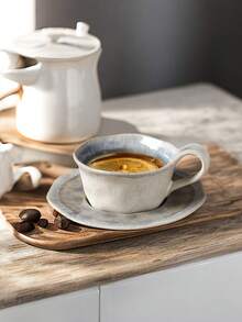 1set 200ml Vintage Crackle Glaze Ceramic Cup & Saucer Set, Espresso/Latte Art Coffee Cup And Plate - View 6