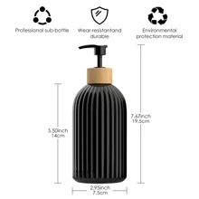 2 件时尚塑料黑白皂液器，带标签 - 台面洗手液和皂液储存容器 - 塑料皂液器，适用于家居装饰、家居装饰、家居用品、家居浴室装饰、秋季装饰、返校装饰 - 黑色 - 查看 2