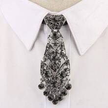 Street 1pc Metallic Tie Clip With Rhinestone Decoration, Men's Necktie For Wedding Dress Suit - Multicolor - View 10