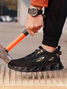 防砸防刺安全鞋 輕便舒適 鋼頭 軟底 工作鞋 - 黑色 - 查看 5