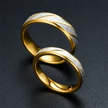 Stainless Steel Couples' Rings, Gold-Color Wave Pattern Wedding Rings For Men And Women, Engagement Jewelry Gift - Women - View 7