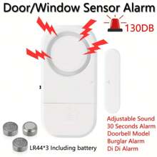EMASTIFF 130DB Alarm Door Security Protection Window Wireless Burglar With Magnetic Sensor Home Safety Built-In 3*LR44 Battery Support 6 Function Settings,Adjustable Sound