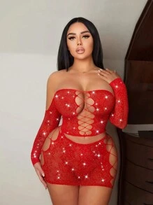 1件女性性感內衣長袖性感紗網罩衫，無比基尼音樂節空心緊身連衣裙，透視沙灘體 Shirt夏季女士泳衣和服裝泳衣