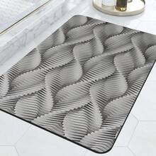 1 tấm thảm trải sàn nhà bếp họa tiết hình học bất đối xứng chống trượt, thảm nhà bếp nghệ thuật trừu tượng có thể giặt được, lý tưởng cho nhà hàng, bồn rửa văn phòng tại nhà và phòng giặt ủi - Màu xám đen - Xem 8