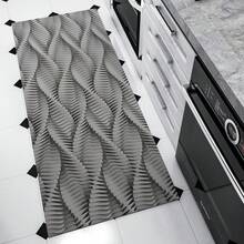 1 tấm thảm trải sàn nhà bếp họa tiết hình học bất đối xứng chống trượt, thảm nhà bếp nghệ thuật trừu tượng có thể giặt được, lý tưởng cho nhà hàng, bồn rửa văn phòng tại nhà và phòng giặt ủi - Màu xám đen - Xem 3