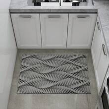 1 tấm thảm trải sàn nhà bếp họa tiết hình học bất đối xứng chống trượt, thảm nhà bếp nghệ thuật trừu tượng có thể giặt được, lý tưởng cho nhà hàng, bồn rửa văn phòng tại nhà và phòng giặt ủi - Màu xám đen - Xem 5