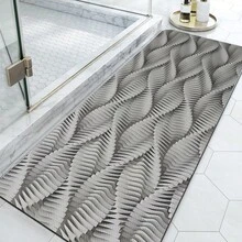 1 tấm thảm trải sàn nhà bếp họa tiết hình học bất đối xứng chống trượt, thảm nhà bếp nghệ thuật trừu tượng có thể giặt được, lý tưởng cho nhà hàng, bồn rửa văn phòng tại nhà và phòng giặt ủi - Màu xám đen - Xem 6