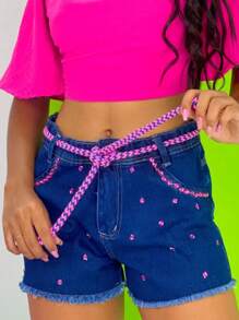 Tween Girls Denim Shorts - 深色水洗藍 - 查看 1