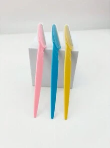 3pcs/Set Multicolor Stainless Steel Sharp Eyebrow Razor Blade, Makeup Eyebrow Shaver, Trimmer