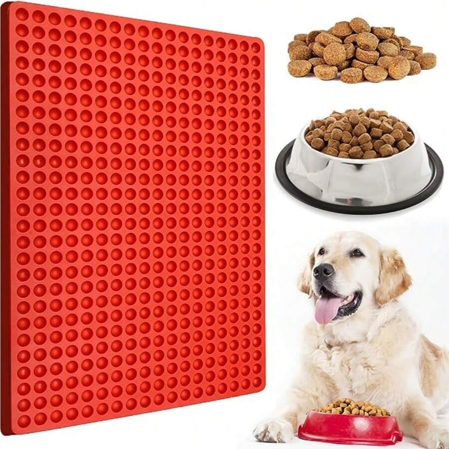 468孔迷你圓形矽膠模型，適用於寵物食品/巧克力/狗零食扁平鍋/半球形膠糖糖果模型，與軟糖、果凍、奶糖、曲奇餅兼容-1件 - 紅色 - 查看 1